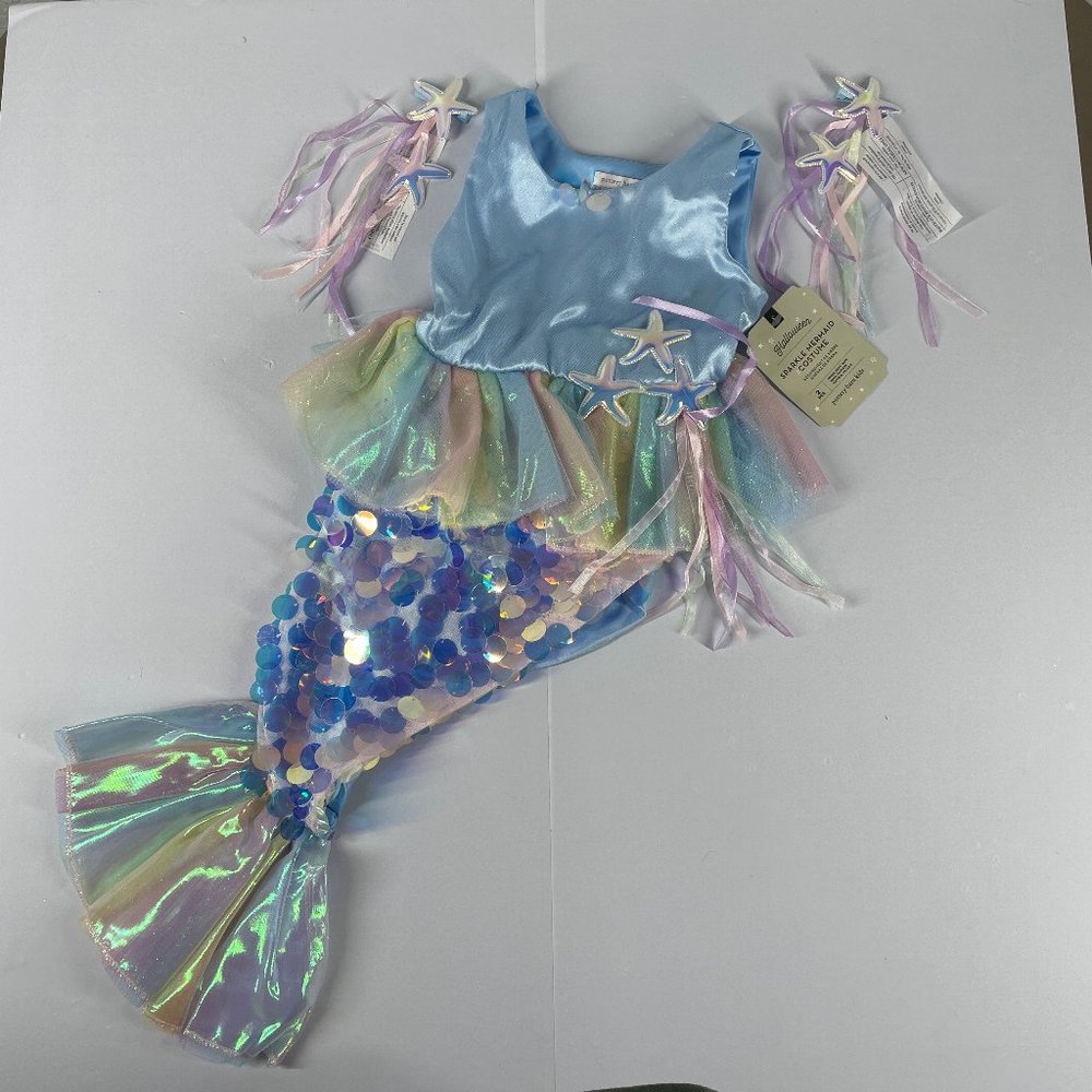 Pottery Barn Kids Size 3T Halloween Costume Mermaid Blue Sequins Hair Clips